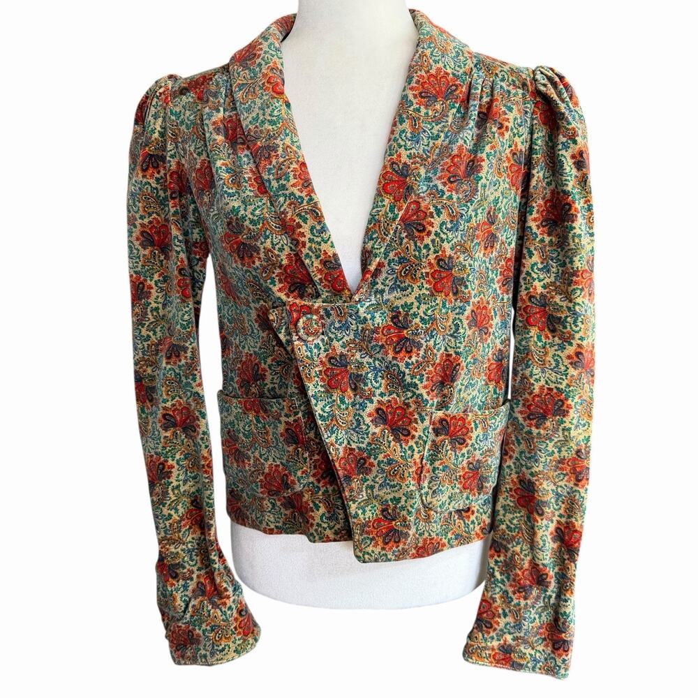 Vtg 70s Dorothy Schoelen The Strawberry Plant Blazer Women Velvet Whimsigoth 10